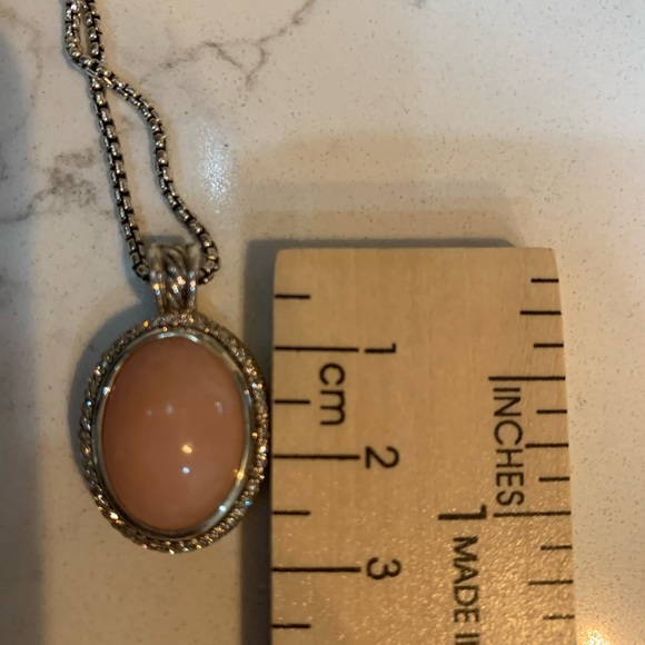 David Yurman Rose Quartz Albion Diamond Pendant Necklace with chain - Picture 7 of 7